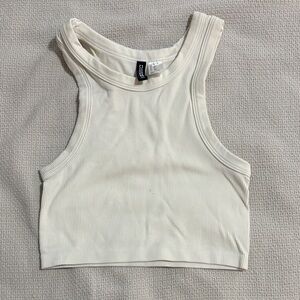 Divided Ribbed Off-White Tank Top